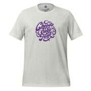 Official Cheesecake Funk® Ash color tee with purple logo